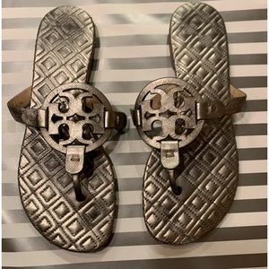 Lovely Gently used Tory Burch Silver Miller sandals size 7. No box.